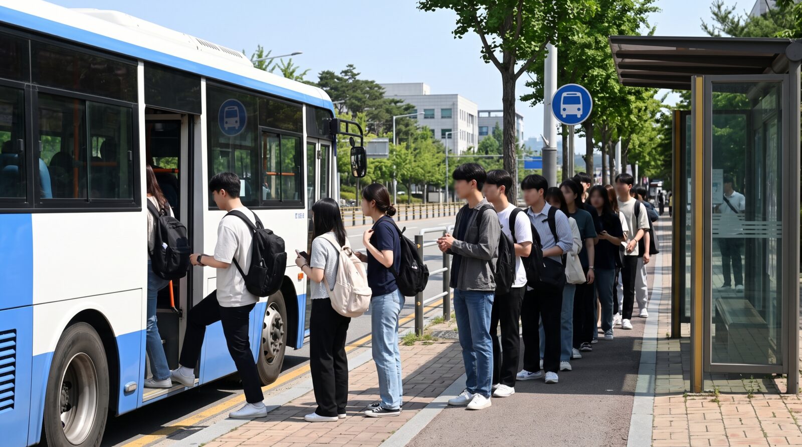 행사장 셔틀버스 탑승 장면