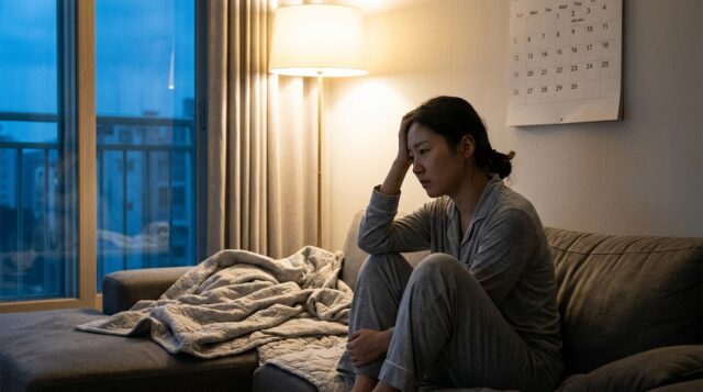 일요일 저녁 월요병을 느끼는 모습