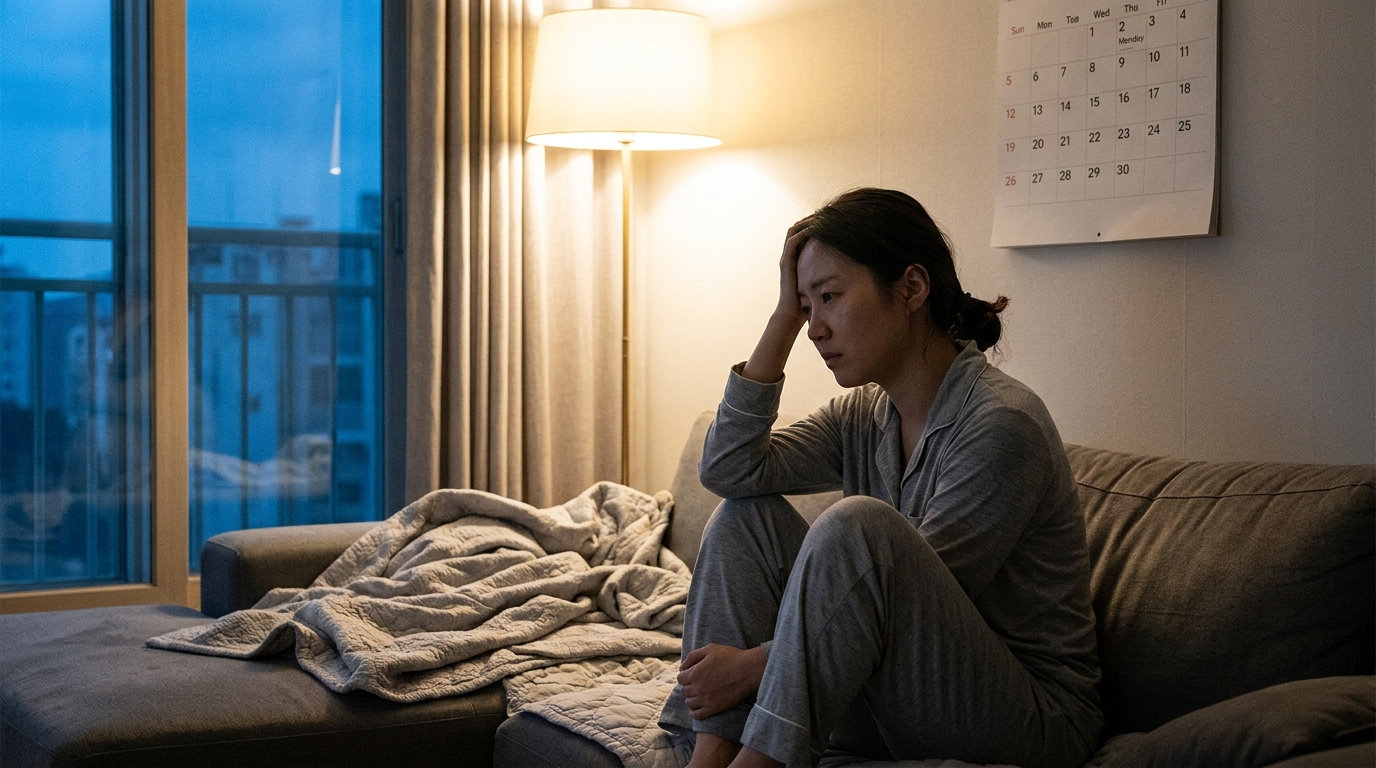 일요일 저녁 월요병을 느끼는 모습